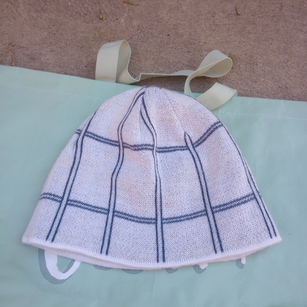 White and Gray Knit Hat